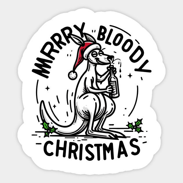 Drunk Kangaroo in Christmas Sticker by PixelProphets